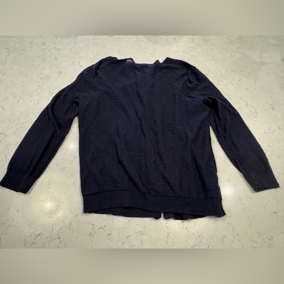 LOFT Navy Ribbed-Neck Sweater - Picture 2 of 3